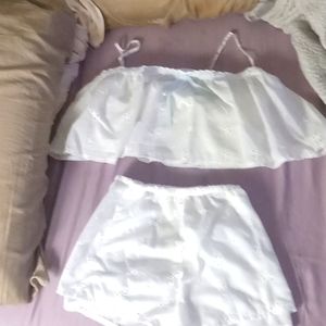 2 piece pajamas from Victoria Secret Size Large White with baby blue lace